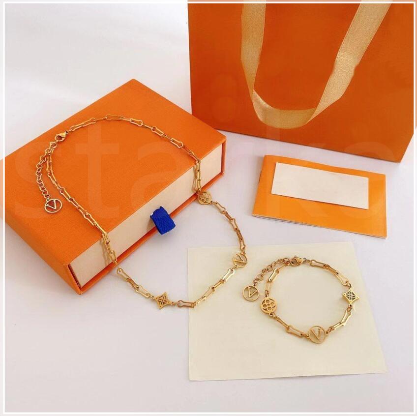 

Europe America Fashion Jewelry Sets Lady Women Hollow Out V Initials Forever Young Necklace Bracelet Sets, No box