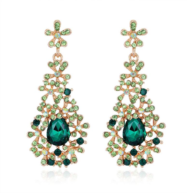 

Dangle & Chandelier European And American Style Simple Colored Glass Rhinestone Earrings Fashion Temperament Bridal, Silver