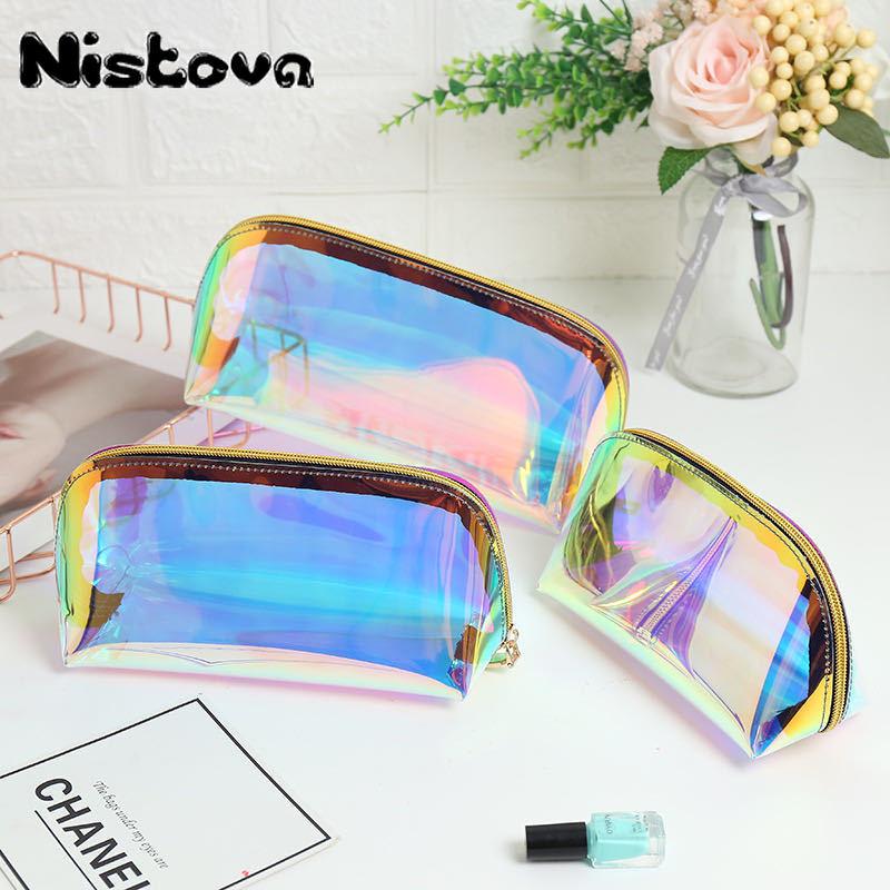 

Cosmetic Bag Laser TPU Transparent Storage Beautician Organizer Box Jelly Portable Fashion Wash Bags & Cases