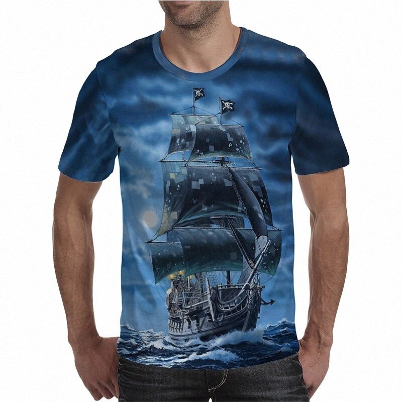 T-shirt Hommes T-shirt 3D Imprimer Graphic Plus Taille Taille Cou rond Daily Holiday Imprimer Housses à manches courtes Élégante bleu exagéré 54u