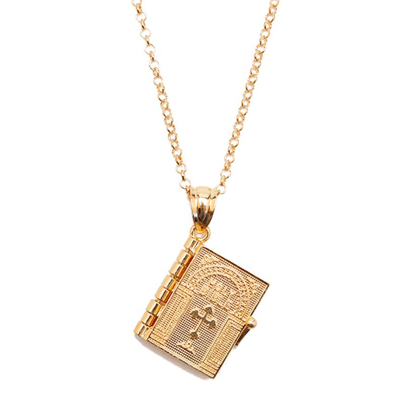 

Pendant Necklaces Religious Jewelry Necklace Men Women Openable Bible Book Christian Judaism Charm Chain Choker Gift