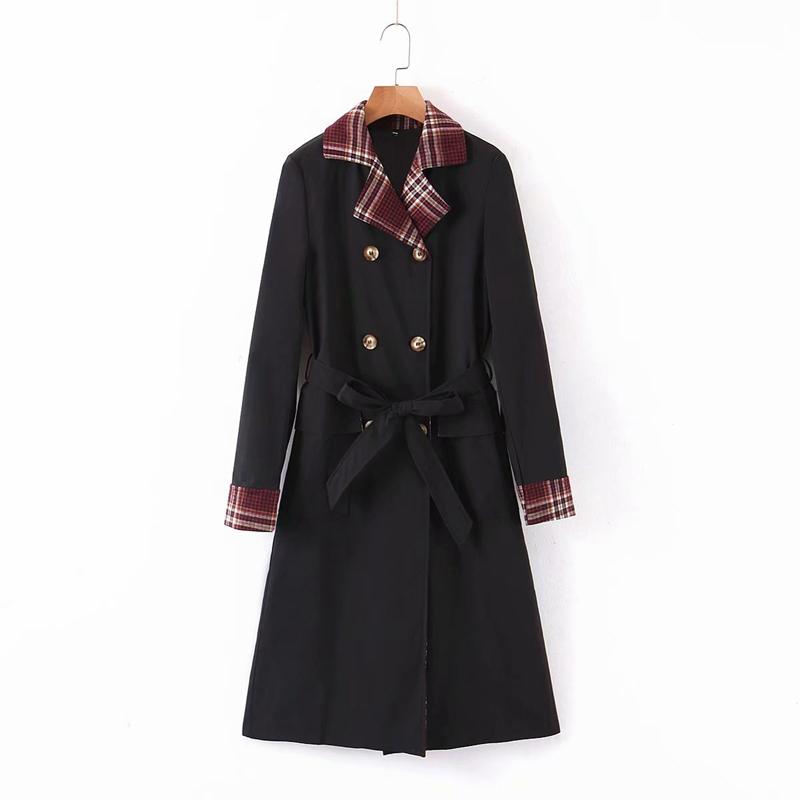 

Women' Trench Coats Fashion Brand Women Coat Long Double-Breasted Belt Black Lady Clothes Autumn Spring Outerwear Oversize Clothers