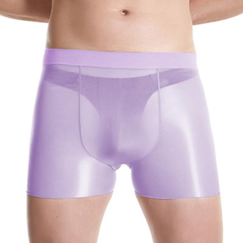 

Underpants Men Oil Shiny See Through Underwear Glossy Shorts High Elastic Boxer Briefs Underpant Invisible Transparent Panties, Black