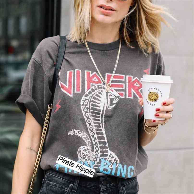 

Pirate Hippie Serpent Graphic Tee shirts Woman Summer O Neck Short Sleeve Cotton Classic Tshirt Casual Vintage Chic T-Shirt Top 210720, Fp8073bk