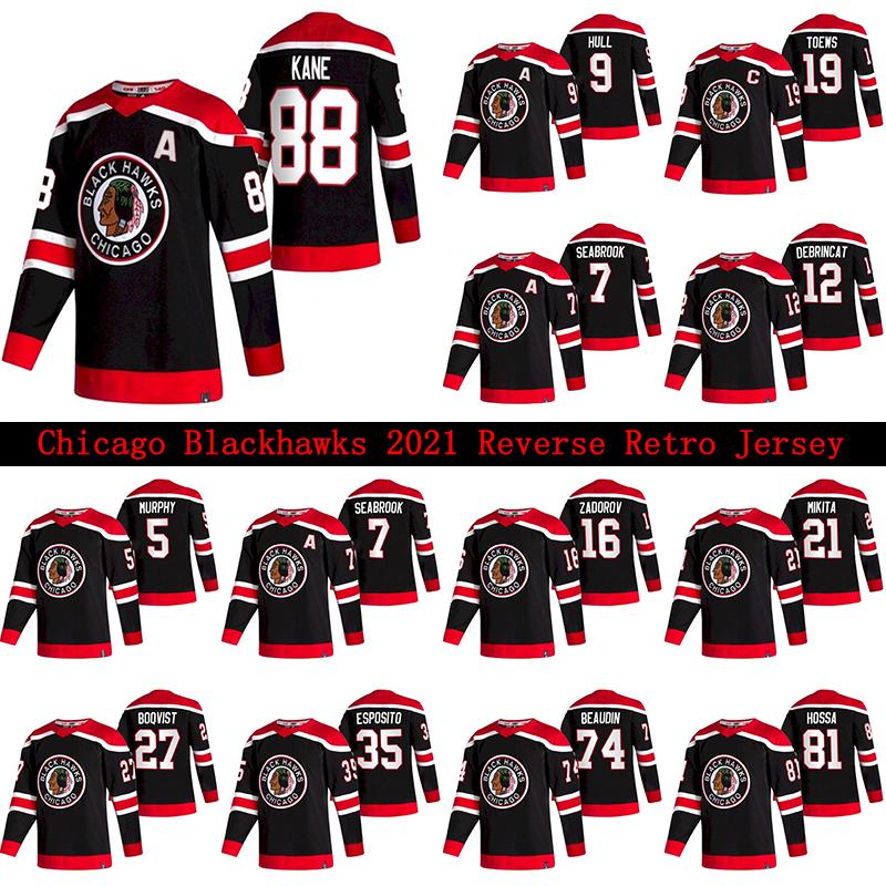

88 Patrick Kane Chicago Blackhawks 2021 Reverse Retro Jersey 19 Jonathan Toews 00 Clark Griswold 12 ALEX DEBRINCAT Hockey Jerseys, Reverse retro black 35