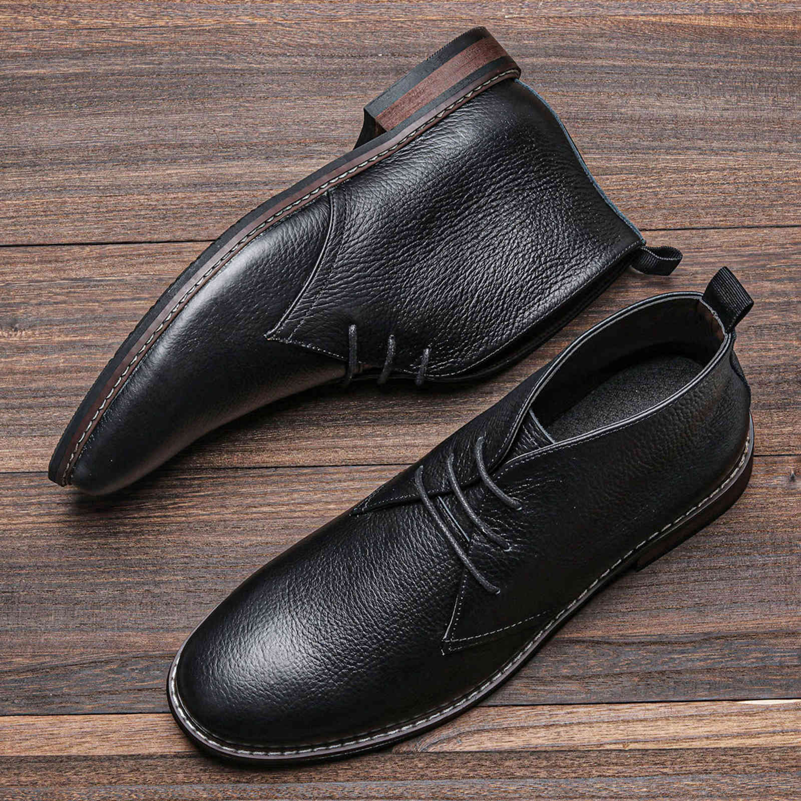 

Dress Shoes 7-12 Men's boots Genuine Leather ankle Brand quality Chelsea for men PLE0, Black