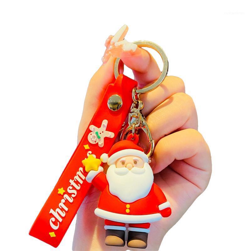 

Christmas Decorations Keychain Cute Santa Claus Pendant Metal Ornament Key Ring For DIY Art Craft Making