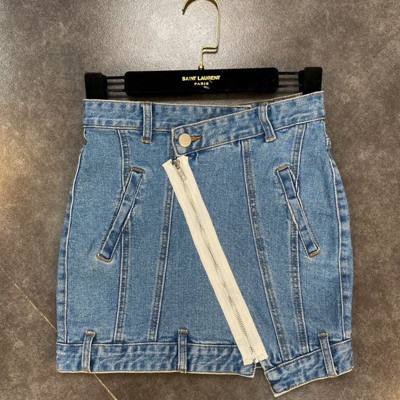

skirts deat summer comers irregular zipper decoration denim short female skirt high street hr440 q4ej, Black