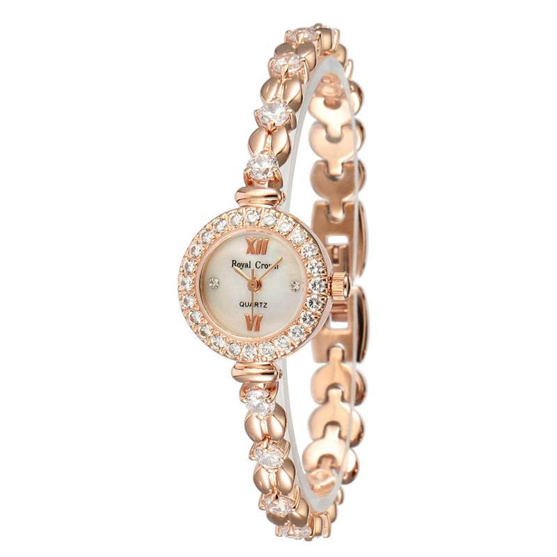 

Wristwatches PRONG SETTING ROYAL CROWN MINI WOMEN'S WATCH JAPAN QUARTZ JEWELRY HOURS FINE FASHION CRYSTAL LUXURY RHINESTONES GIRL'S GIFT BOX, Round silver
