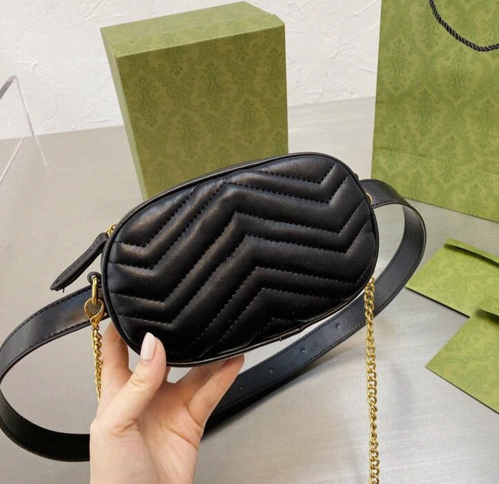 

[WITH BOX] New Fashion Pu Leather Brand Waist Bags women Fanny Pack bags bum Double G marmont camera bag J5Dq#