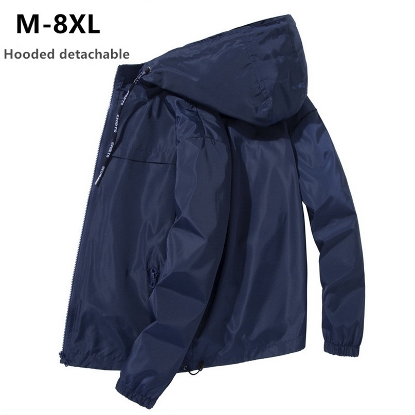 

Jacket Men Plus Size 6XL 7XL 8XL Spring Autumn Thin Windbreaker Mens Hooded Bomber Coat Streetwear Boy Zipper Casual Sportswear 211110, Red