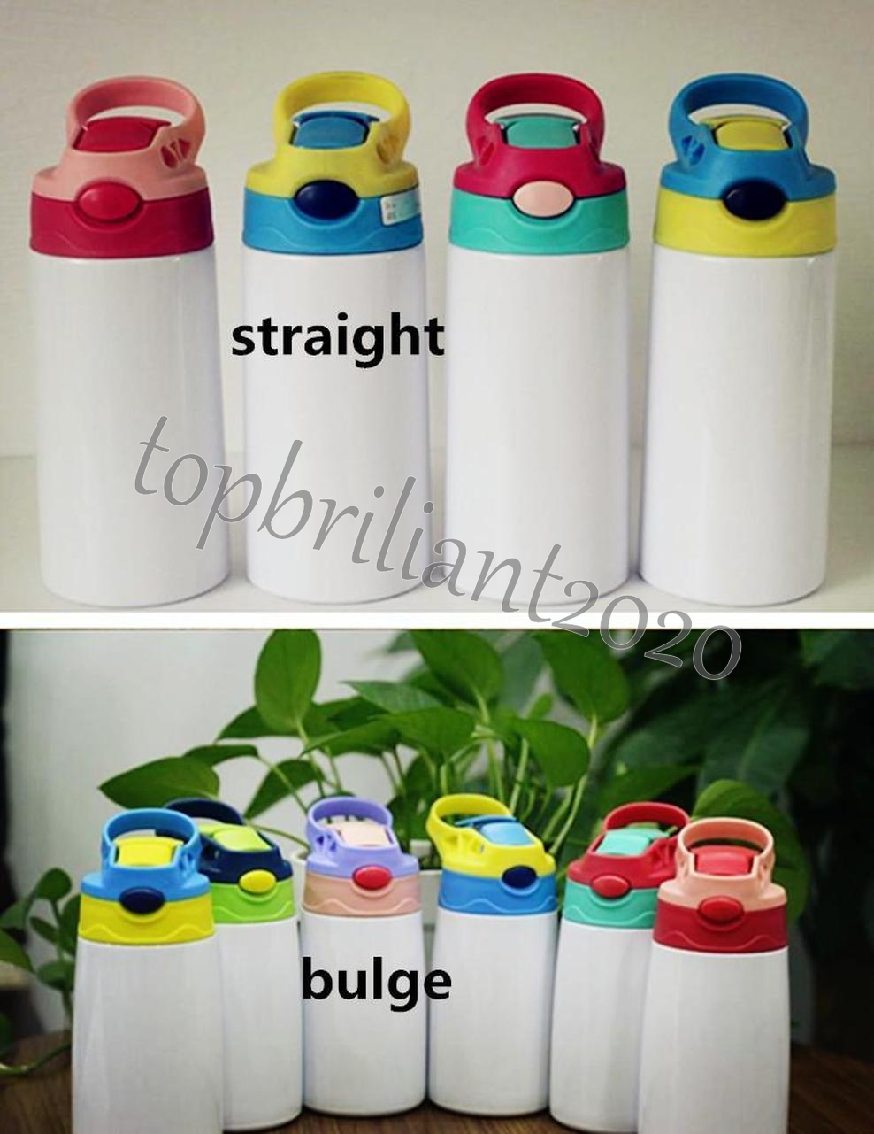 

Sublimation Water Bottle Straight Tumbler Stainless Steel Sippy Cup 350ml Straw Cups High Quality for kids DIY 12oz, Multicolor