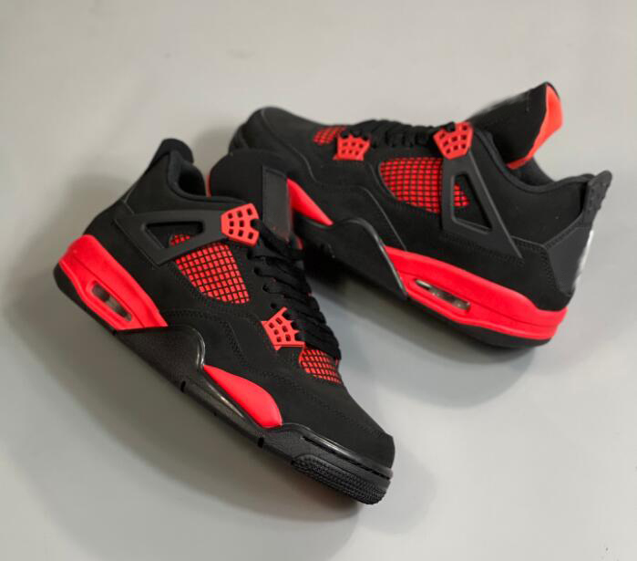 

With box 4 Red Thunder Men Basketball Shoes 4s Black White-Red mens Metallic outdoor Sneakers Trainers Sports CT8527-016 us 7-13