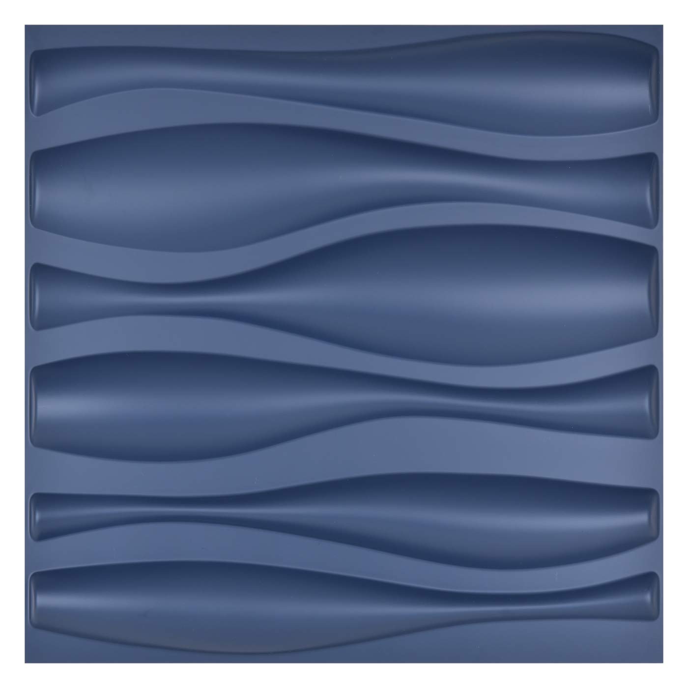 Art3d 50x50cm 3D Plastic Wall Panels Stickers Soundproof Wave Design Navy Blue for Living Room Bedroom TV Background (Pack of 12 Tiles 32 Sq Ft)-image-723008912