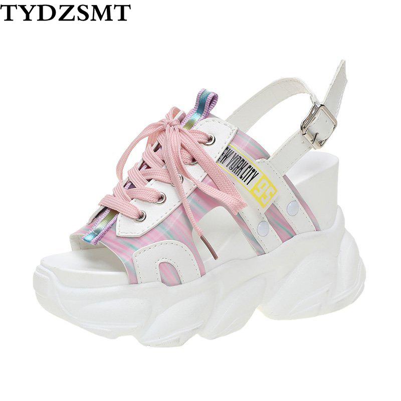 

Sandals TYDZSMT Platform Women 2021 Summer Chunky High Heels Female Wedges Shoes For Fish Toe White Sandalia Feminina, Black