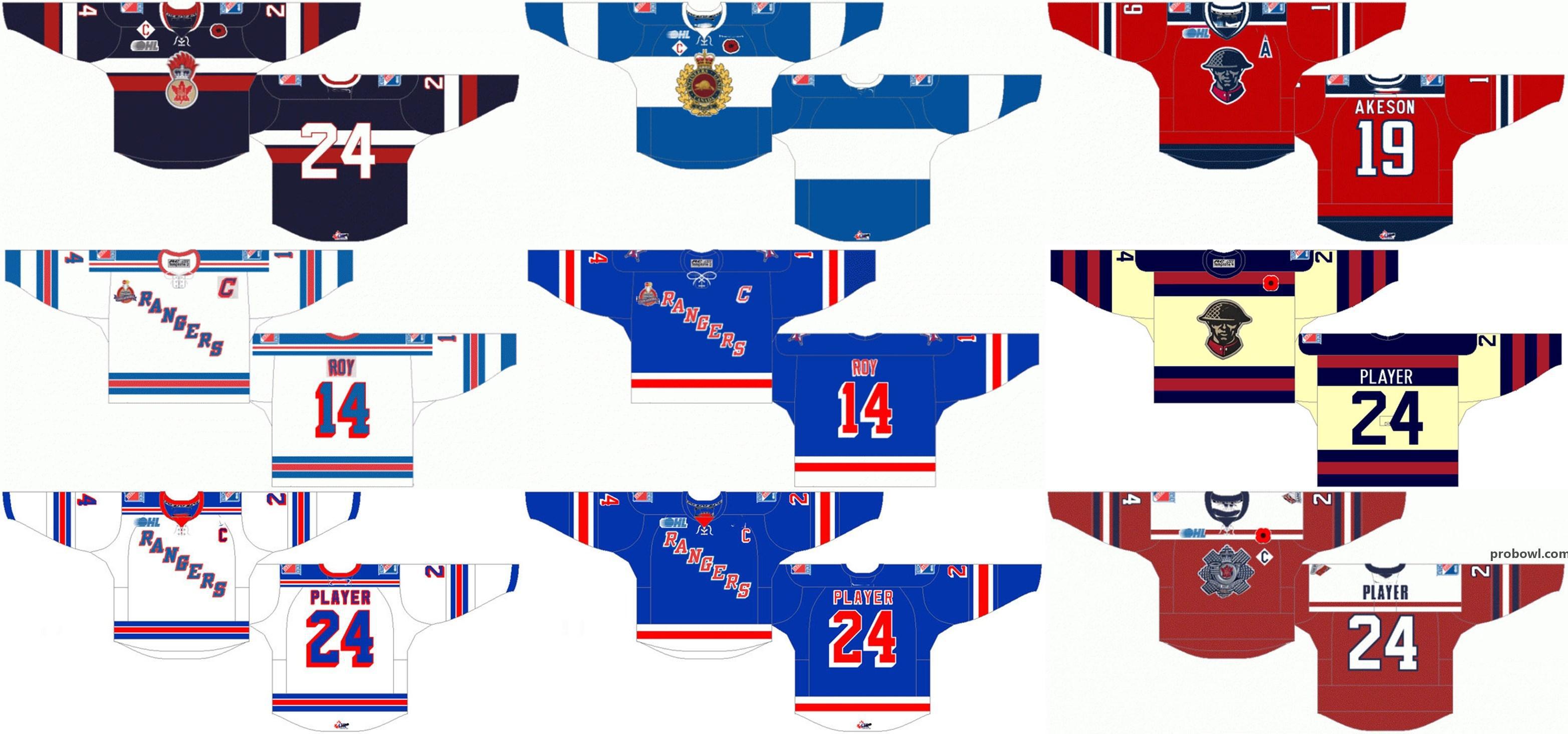 

Customized 2001 02-Pres OHL Mens Womens Kids White Black Red Special Event Stiched Kitchener Rangers Logos Ontario Hockey League Jerseys, As photo
