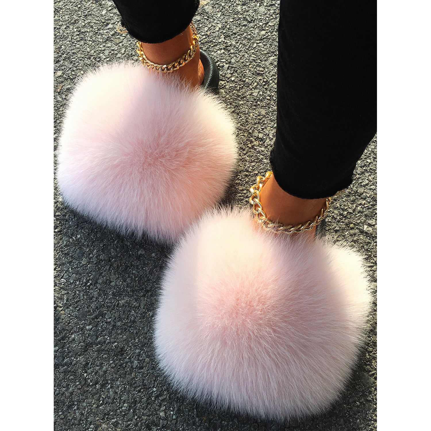 

Ethel Anderson New Luxury Fur Slide Real Racoon Fur Slippers Women Home Fluffy Sliders Women Fashion Plush Fluffy Fur Slides Q0508, White fox fur