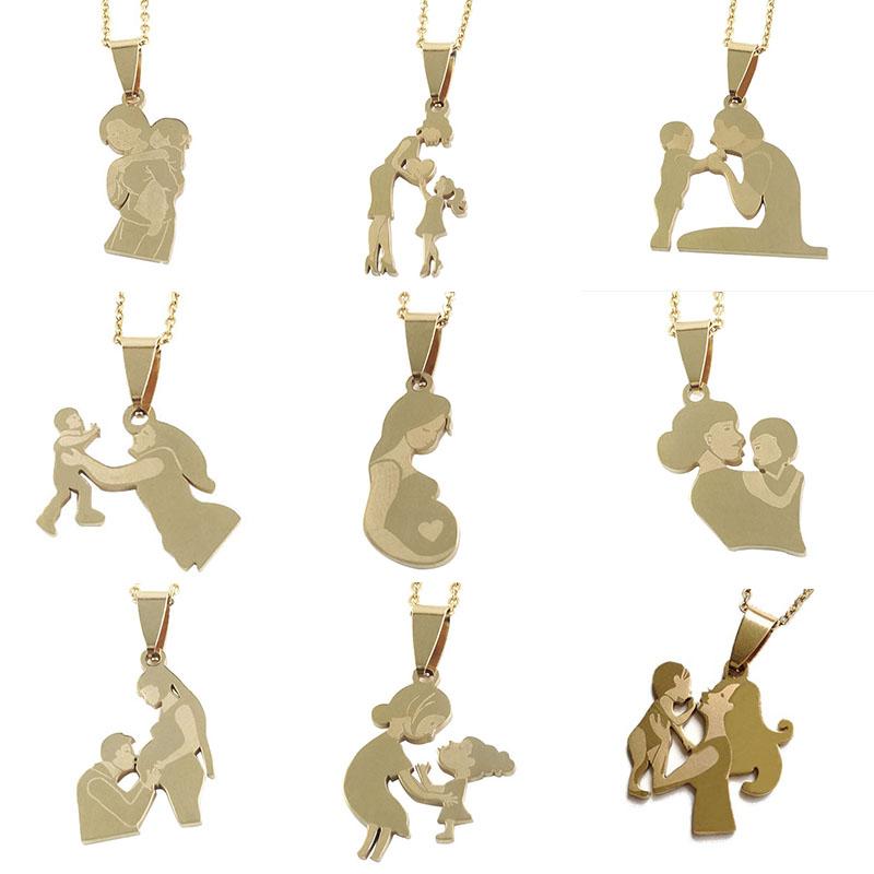 

Pendant Necklaces Family Stainless Steel Necklace For Women Gold And Silver Color Love Mom Dad Son Daughter Engagement Jewelry Gift