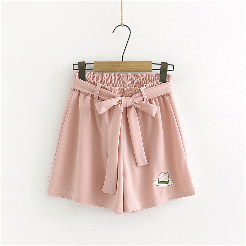 Fashion Green Kawaii Chiffon Girls Summer Bottoms Female Flowy Elastic High Waist Women Cute Casual Wide Leg Shorts-image-678683708