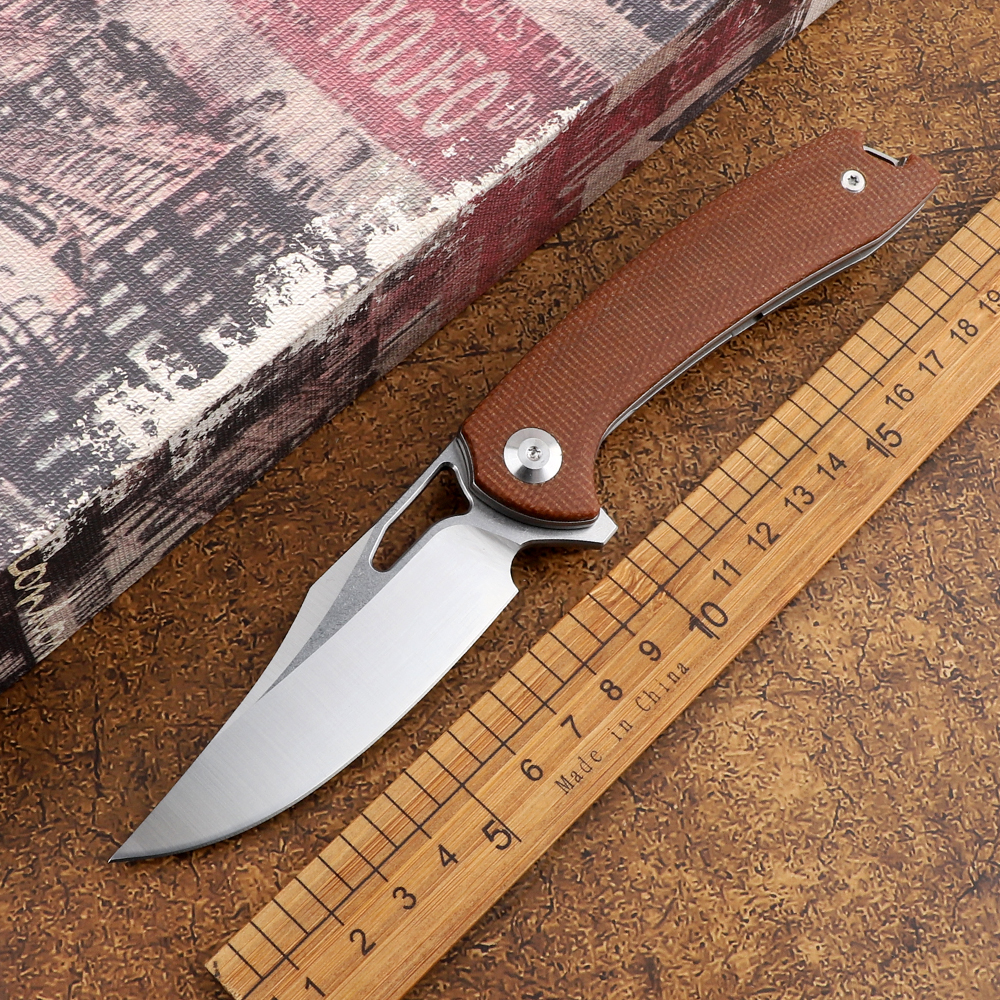 

New hunter folding knife M390 blade TC4 titanium + linen handle tactical outdoor camping hunting self-defense EDC tool knife