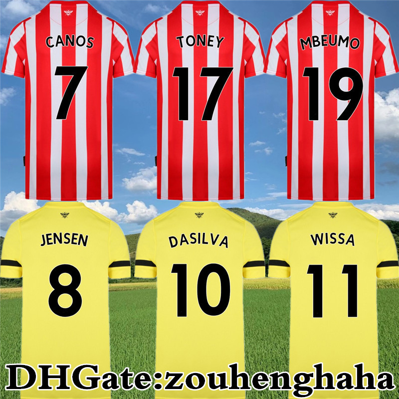 

Brentford Soccer Jerseys 2021 22 TONEY CANOS MBEUMO WISSA JENSEN Home Away Football shirt Kit JANELT DASILVA HENRY FORSS PINNOCK AJER JANSSON maillots de foot