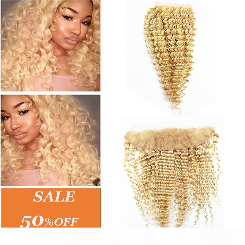 

Dilys Hair Blonde Deep Wave 4x4 Hair Closure 13x4 Ear to Ear Lace Frontal Brazilian Peruvian Human Remy Hair Color 613 10-20 inches