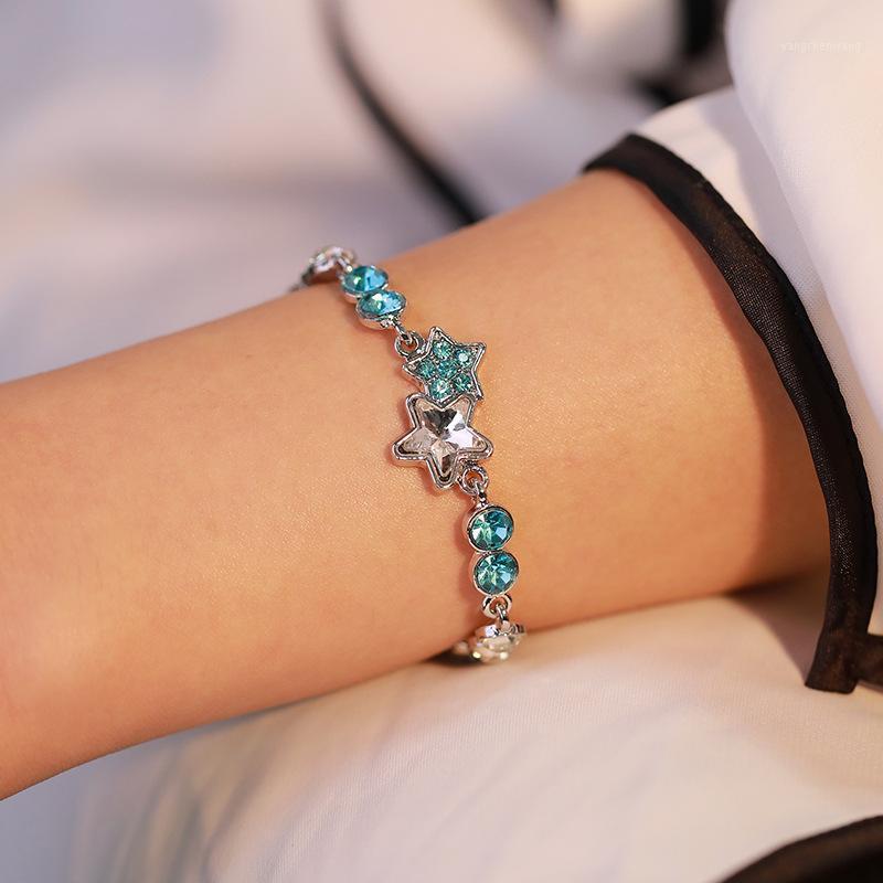 

High Quality Fashion Silver Pentagram Women's Bracelet Crystal Ladies Bangle For Women Jewelry Accesories