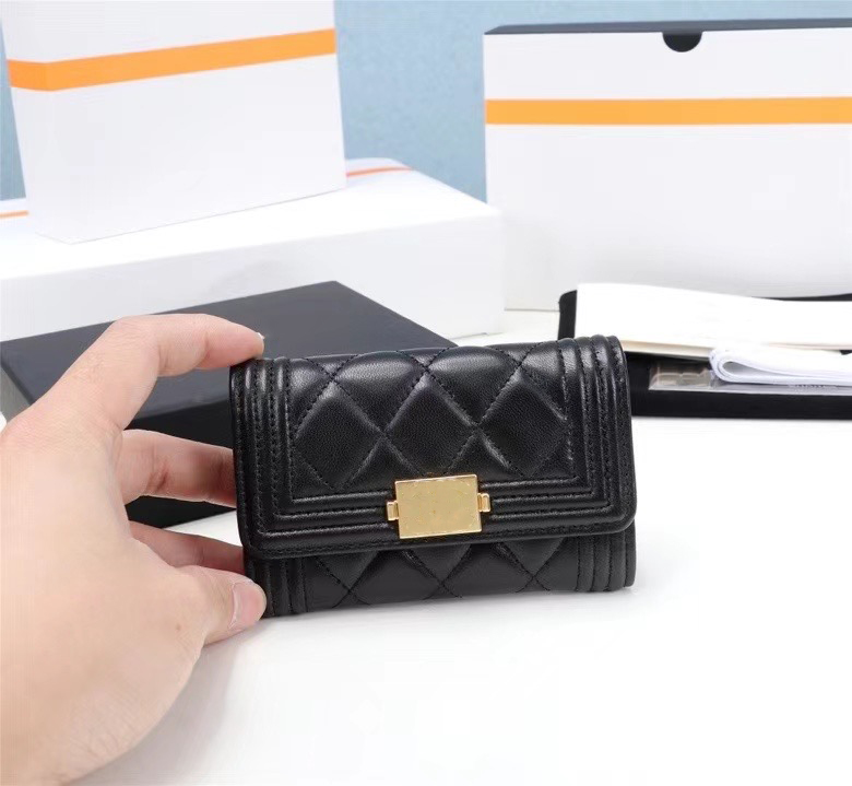 

Hot sold top quality genuinel leather Designers women wallets 11*8.5cm Classic womens shoulder bag wallet with box mens purses credit card holder passport, Lamb skin silver
