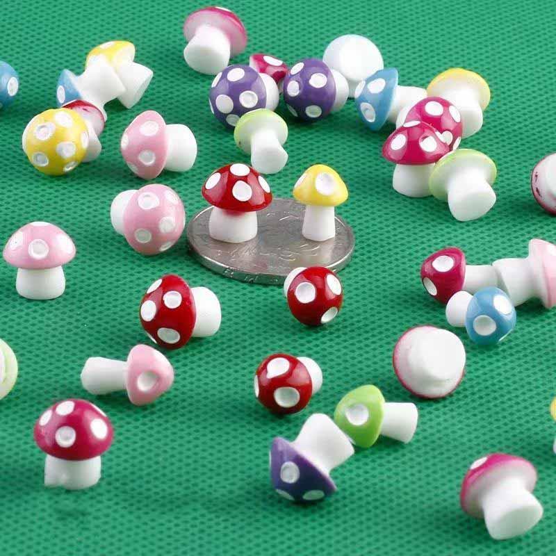 

Charms 20PCS Mixed Color Mushrooms Resin Crafts Fairy Garden Miniatures Mini Mushroom Ornament, Bronze;silver