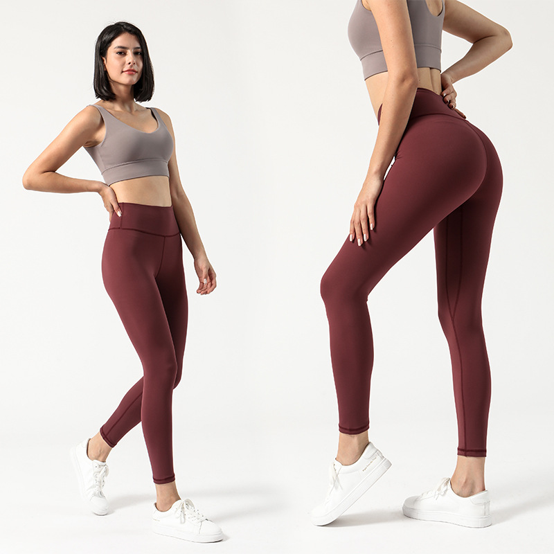 

Lulu Legging Style Nude Feel Skinny Yoga Pants Double-Sided Nylon Brushed Lulu Same Yoga Pants Peach Ankle-Length Stretchy Yoga Pants, Green