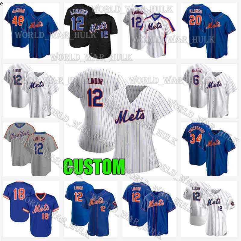 

New Men Women youth York 20 Pete Alonso york 12 Francisco Lindor Baseball Jacob deGrom Darryl Strawberry Dwight Gooden Mets Jerseys, Men custom new cool base(dadouhui)