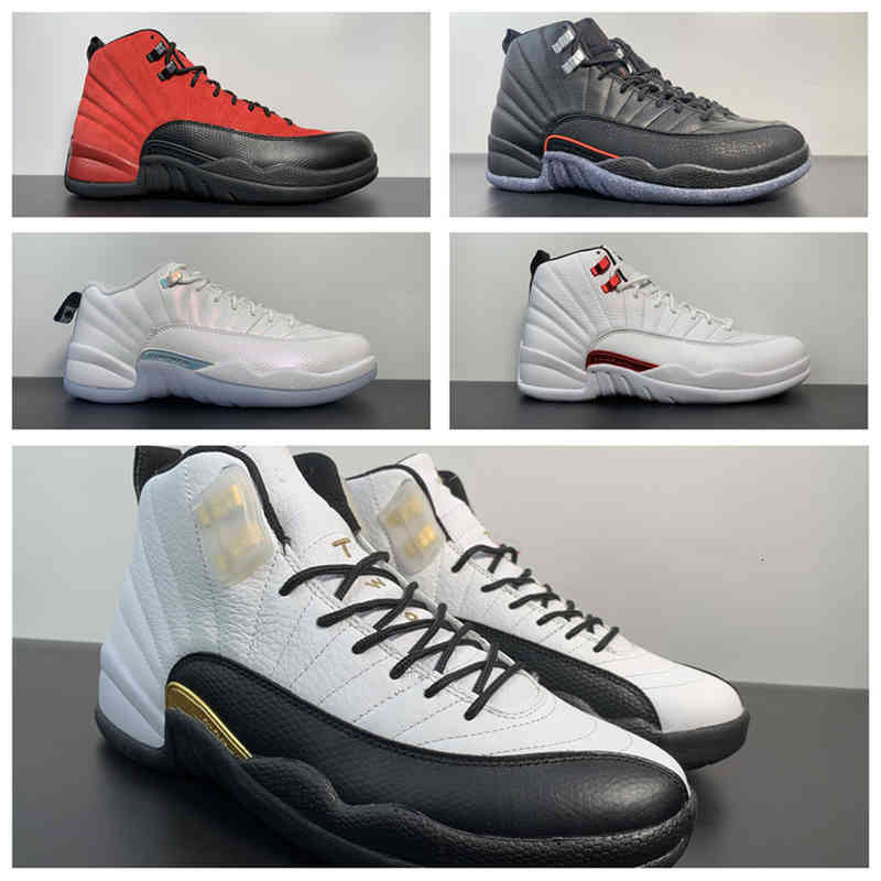 

New 2021 12 Royalty Men Basketball Shoes sneakers 12 flame red sports outdoor trainers with box SIZE 7-13 CT8013 106, 12 university gold