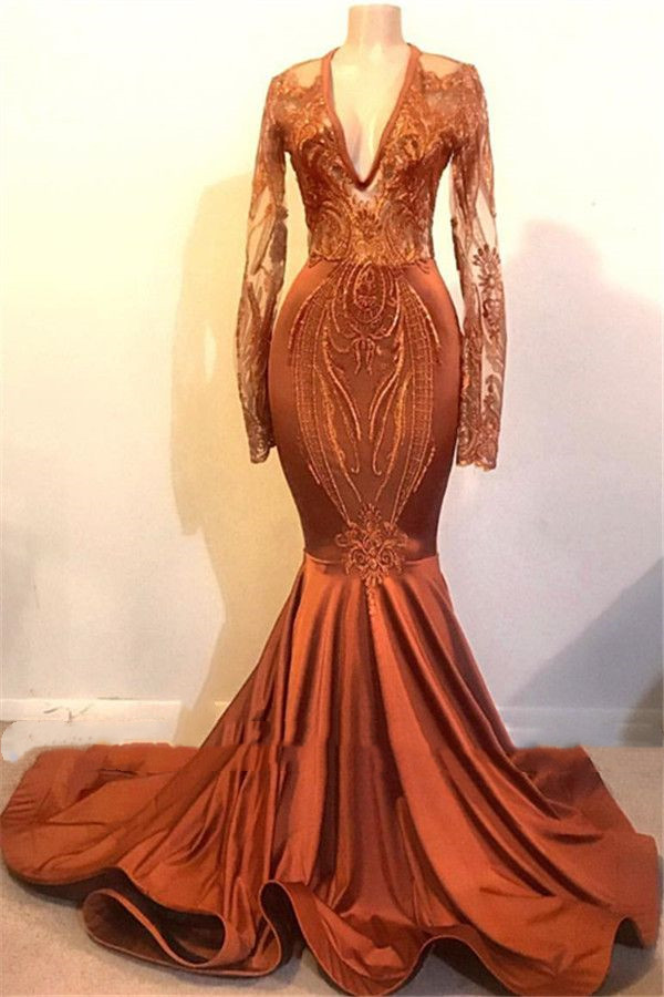 

Aso Ebi 2021 Arabic Plus Size Lace Mermaid Sexy Prom Dresses Deep V-neck Long Sleeves Evening Formal Party Second Reception Gowns Dress ZJ224, Blue