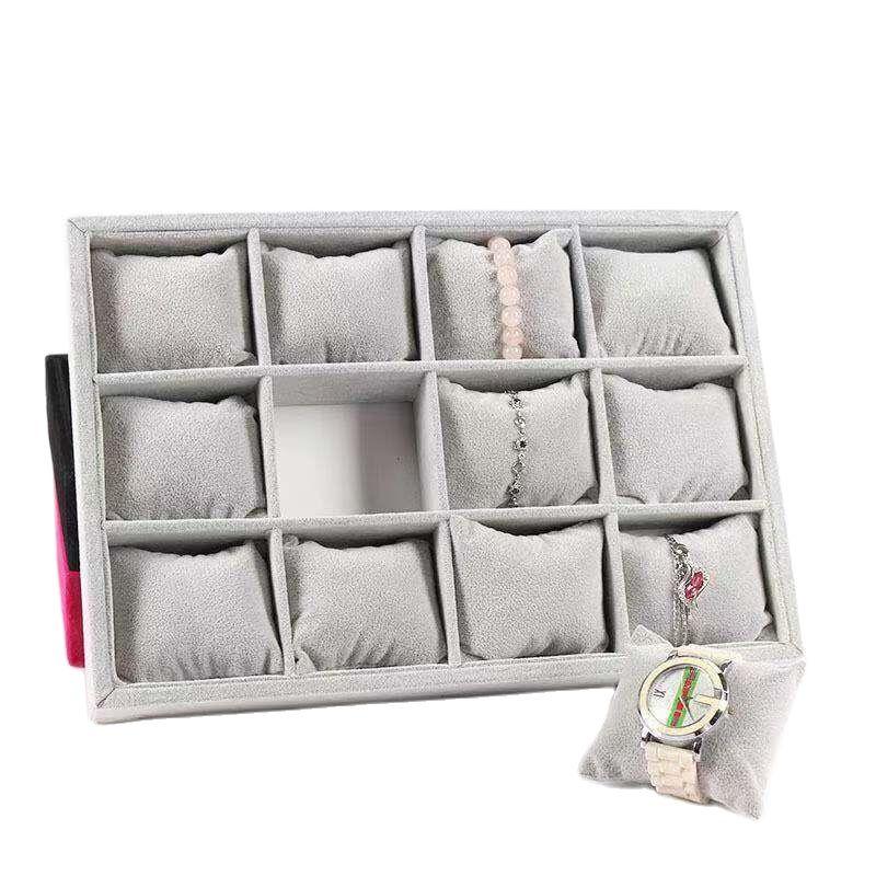 

Jewelry Pouches, Bags High Level Gray Velvet Bracelet Watch Hand Catenary Tray Plate Holder Display Packing, Pink;blue