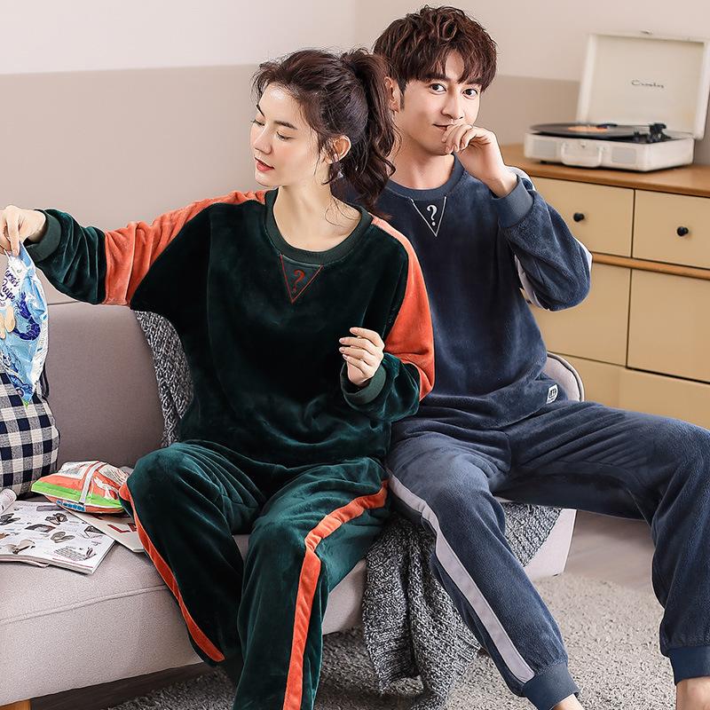 

Men's Sleepwear Plus Size 3XL Men Pajamas Winter Flannel Pajama Set Coral Fleece Thick Casual Couple Homewear Warm Male Pijama Mujer, Wood green