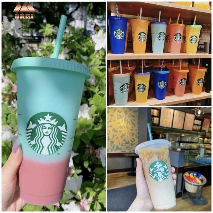 Starbucks Limited Edition Cups Glittery Reusable Cold Cup Color Changing Plastic Tumbler straw oz water cup New6KJX-image-754462904