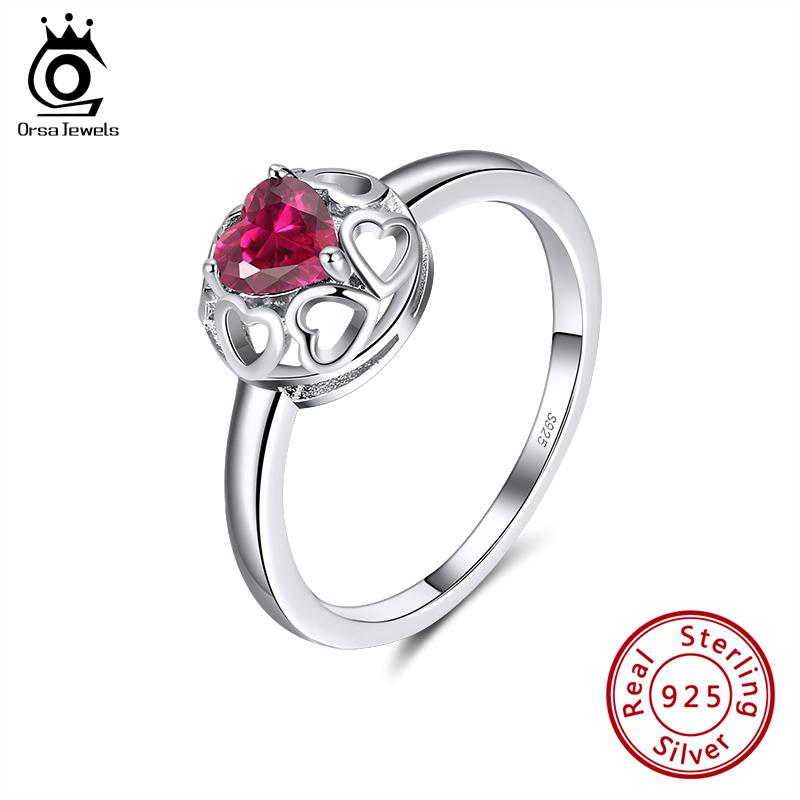 

cluster rings orsa jewels 925 sterling silver zirconia heart cutting fashionable solitaire ring for girls anniversary eqr09, Golden;silver
