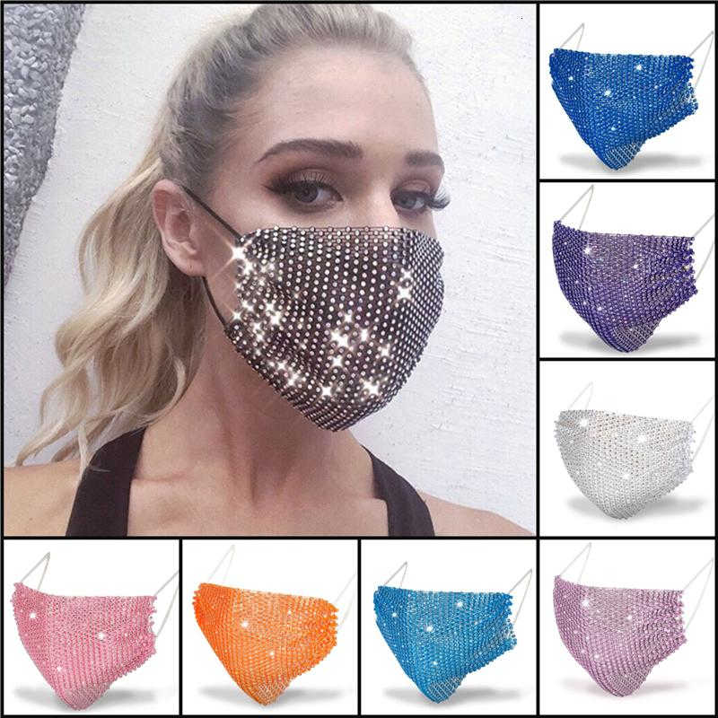 

100pcs Fast Ship Fashion Mesh Masks Colorful Bling Diamond Rhinestone Grid Net Washable Sexy Hollow Party Mask