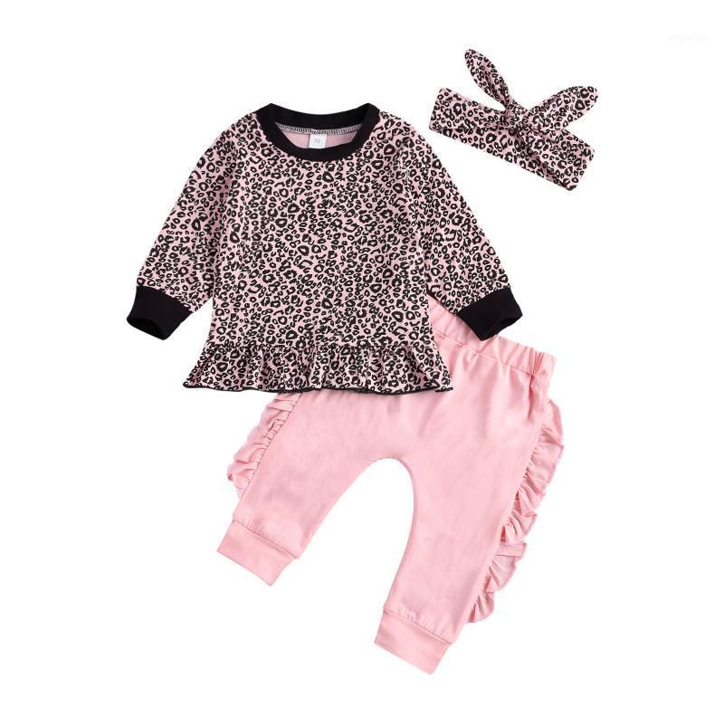 

Kids Baby Girls 3-piece Outfit Set Long Sleeve Leopard Top+Pants+Headband For Children Clothing Sets, White