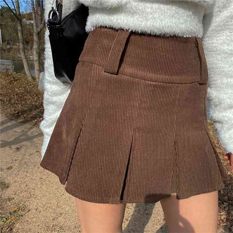 

Vintage 90s Brown Corduroy Y2k Aesthetic High Waisted E Girl Short Pleated Skirts Women Black Mini Skirt Kawaii Clothes 210518, Black skirt