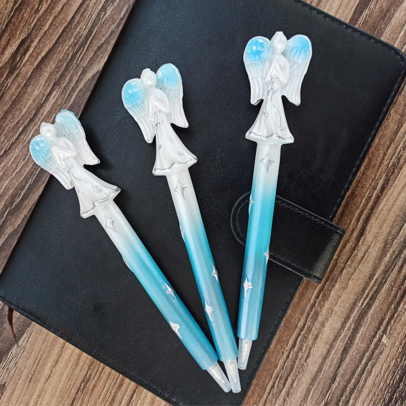 

12 only angels resin carving craft custom office wen gen gift pen, Blue;orange
