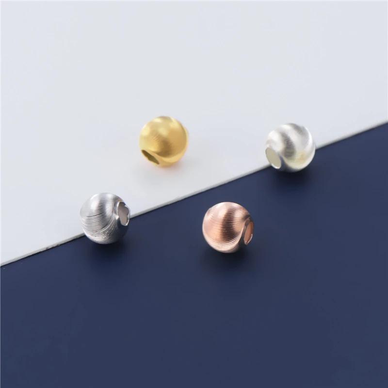 

Other 2pcs/lot 925 Sterling Silver Craftwork Cat Eye Pattern Round Loose Beads 5 6 7 8mm Handmade Space DIY Jewelry