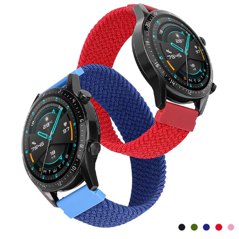 

Watch Bands Band 20mm 22mm Nylon For Samsung Galaxy 42mm 46mm Braided Solo Loop Strap Huawei GT2 Elastic Bracelet