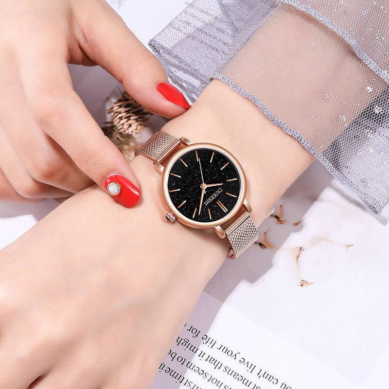 

Simple Women Rose Gold Dress Watch Luxury Mesh Belt Ladies Analog Quartz Wrist Clock Gift Uhren Damen Wristwatches, Y450w-rose green