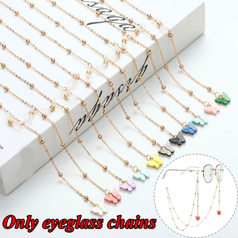 

Glasses Chain Sunglasses Neck Straps Accessories Beaded Eyeglass Lanyard Holder Eyewear Retainer Butterfly Reading Glasses Chain