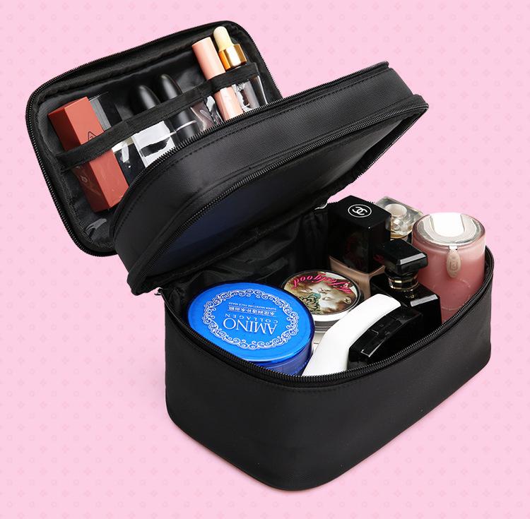 

Cosmetic Bags & Cases Fashion Women Travel Bag 2021 Large Capacity Double Layer Toiletries Portable Makeup Tool Storage Pouch With Handle, Black