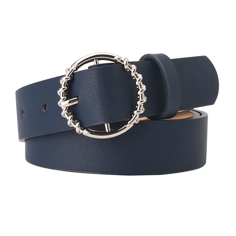 

Belts 2021 Fashion Women's Belt Waist PU Leather Jeans Dresses Collocation Buckle Round Pattern All Match Decorative, Black;brown