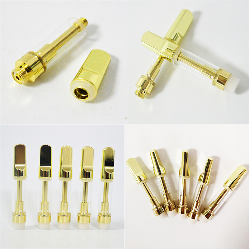 

Gold Vape Cartridges 1ml Ceramic Coil 510 Thread Carts Thick Oil Atomizers 2mm TH205 0.5ml Empty Electronic Cigarettes Vaporizers Pen Battery Packaging