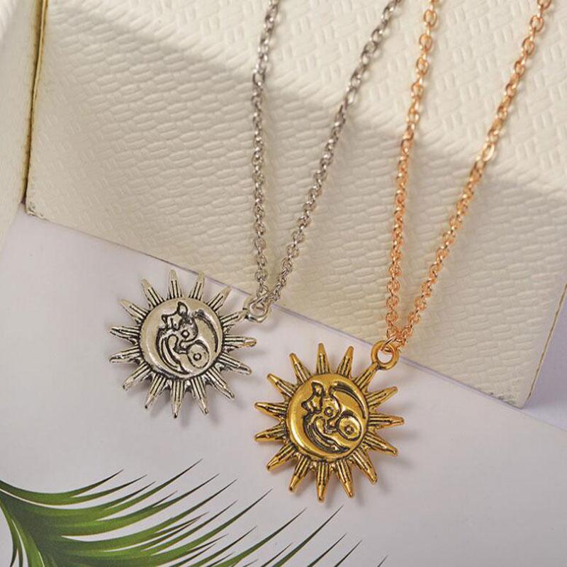 

Pendant Necklaces Venta Caliente Sun And Moon Chain Charm Celestial For Women Famale Aesthetic Jewelry Witch Halloween Gift, Silver