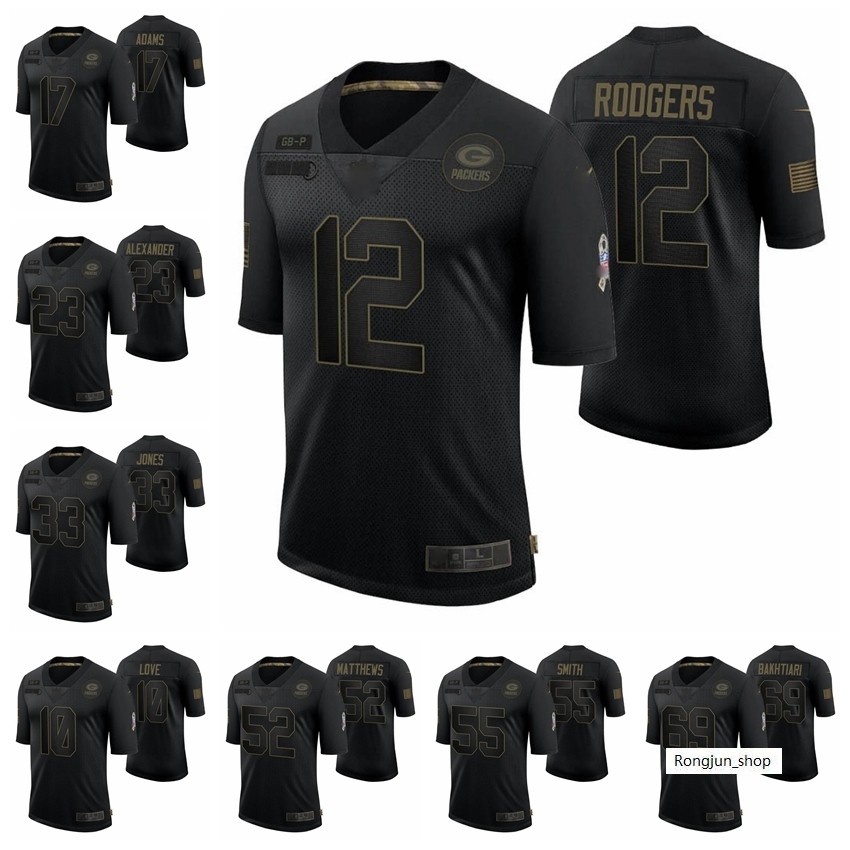 

GreenBayPackersMen 12 Aaron Rodgers 33 Aaron Jones 17 Davante Adams 23 Jaire Alexander 55 Smith 2020 Salute To Service Retired Limited